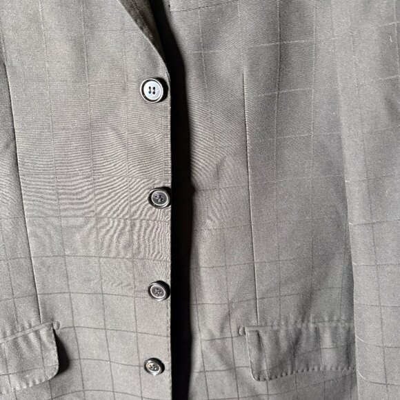 Vicci Uomo Suit Black Window Pane 4 Button Jacket & Pants Cuffed Hem Sz 42L/35W - Picture 5 of 15